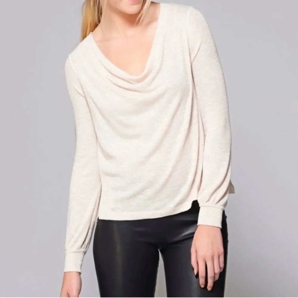 Free People Palmer Shimmer Stripe Blouson Top Cream Gold Size M